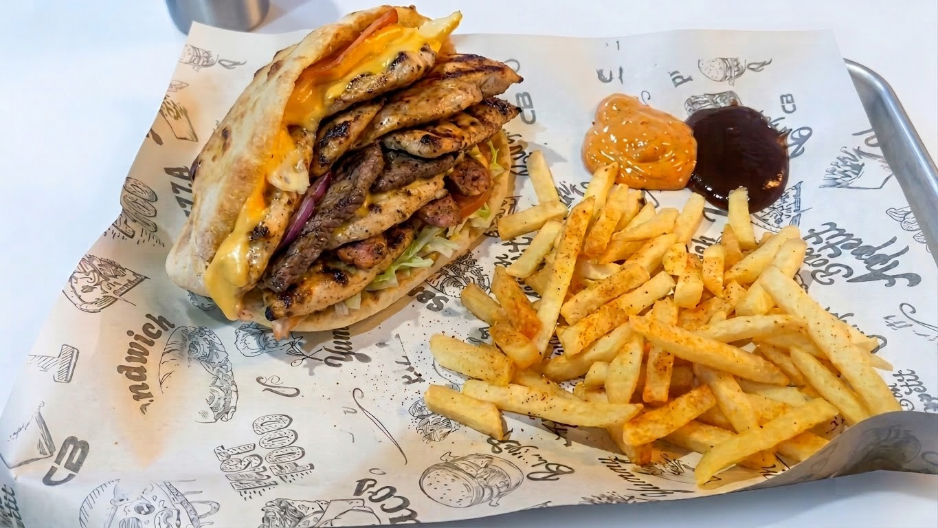 Sandwich généreusement garni servi avec des frites